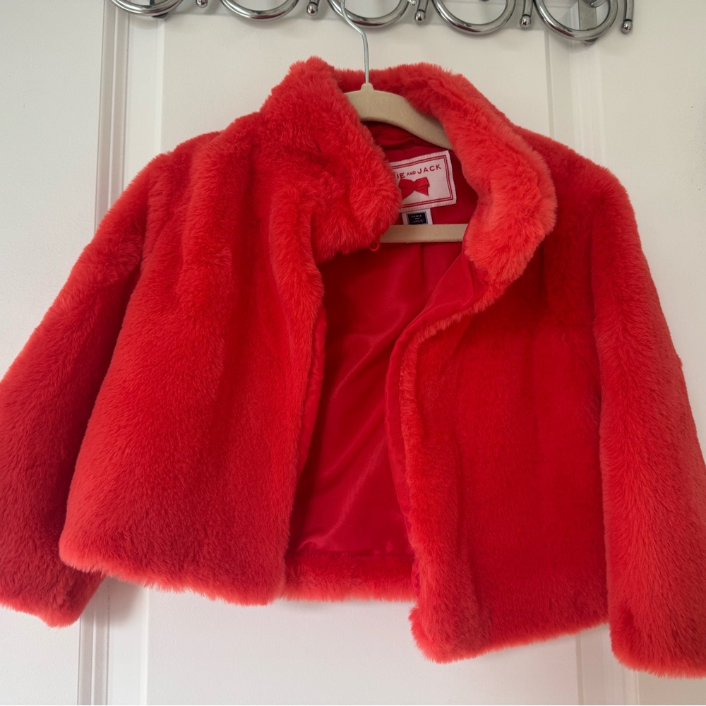 Janie and Jack Vibrant Red Faux Fur Jacket